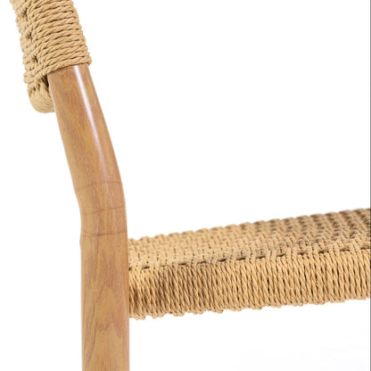 Gabriella – sedia in corda con struttura effetto legno