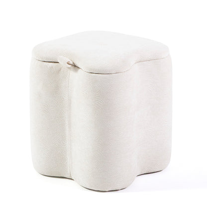 Lucky – pouf in velluto con micro glitter e maniglia laterale, colore avorio glitter