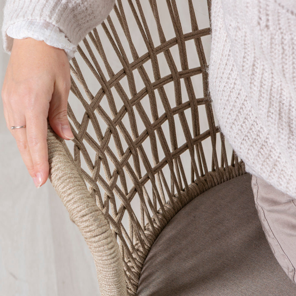 Stacey – sedia in corda con struttura in metallo champagne