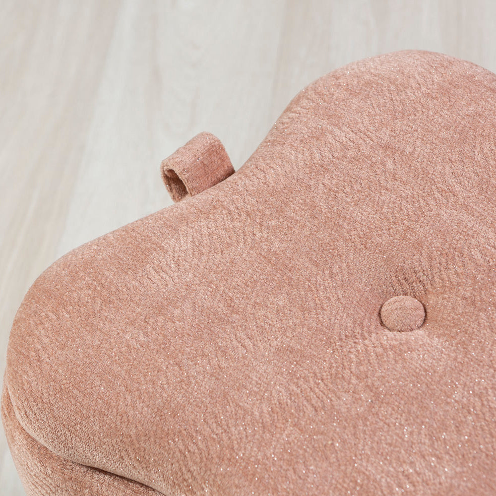 Lucky – pouf in velluto con micro glitter e maniglia laterale