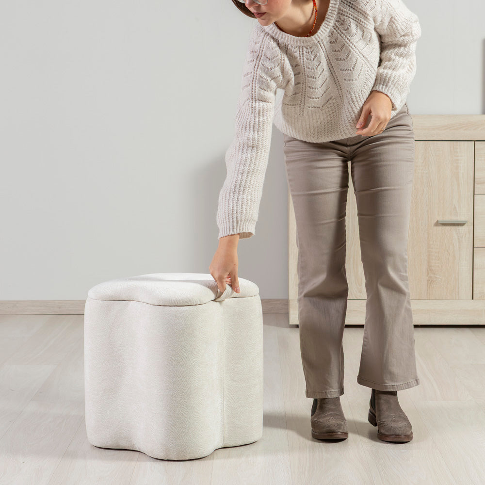 Lucky – pouf in velluto con micro glitter e maniglia laterale