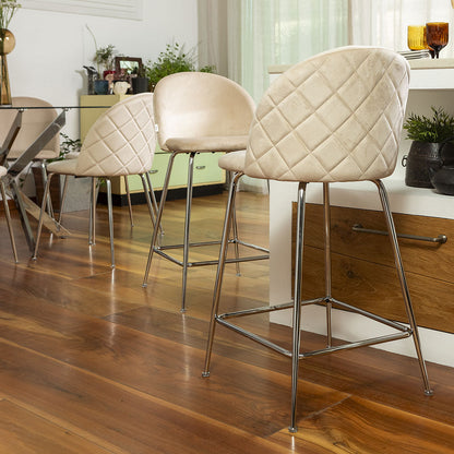 Sara XL – sgabello da cucina in velluto e gambe metallo