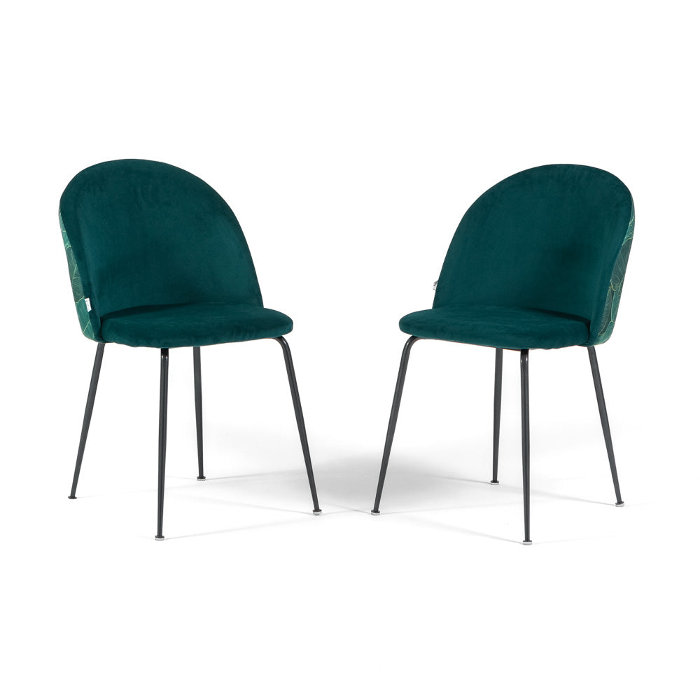 Sara – sedia in velluto decorato con gambe in metallo, colore folia ottanio, gambe grigio scuro