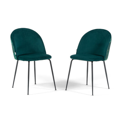 Sara – sedia in velluto decorato con gambe in metallo, colore folia ottanio, gambe grigio scuro