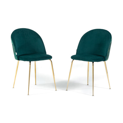 Sara – sedia in velluto decorato con gambe in metallo, colore folia ottanio, gambe oro