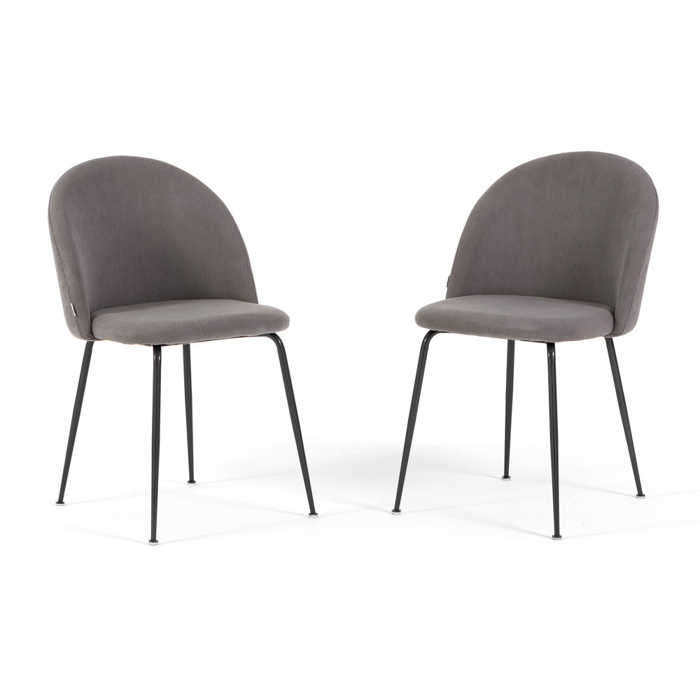 Sara – sedia in velluto a costine con gambe in metallo