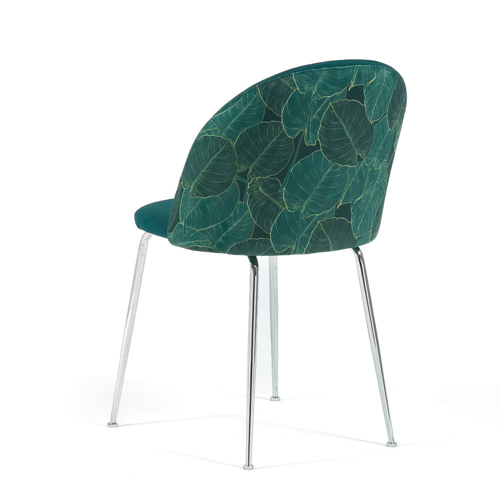 Sara – sedia in velluto decorato con gambe in metallo