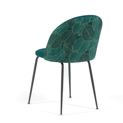 Sara – sedia in velluto decorato con gambe in metallo