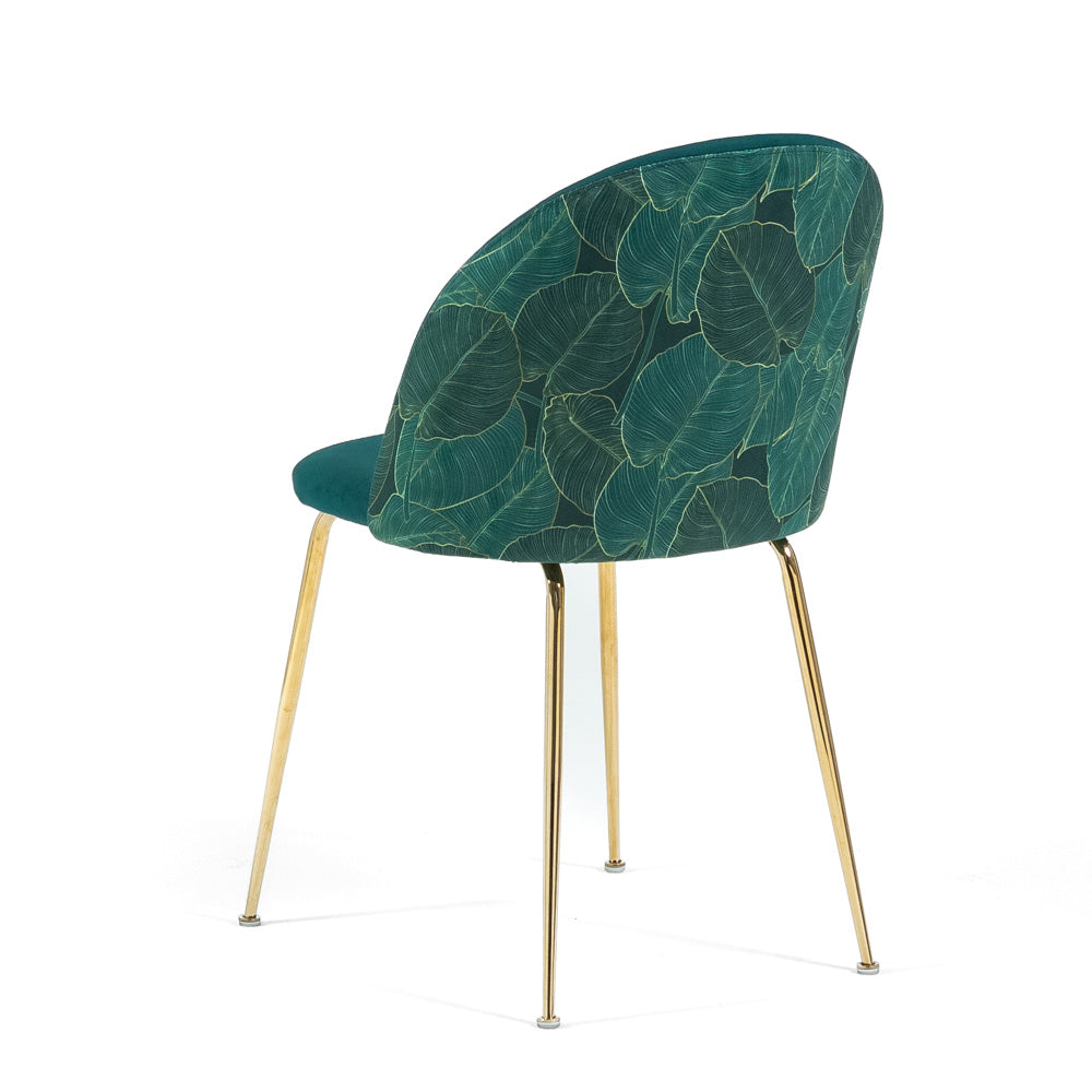 Sara – sedia in velluto decorato con gambe in metallo