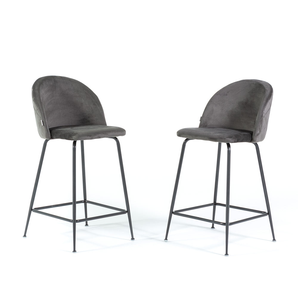 Sara XL – sgabello da cucina in velluto e gambe metallo, colore grigio scuro, gambe grigio scuro