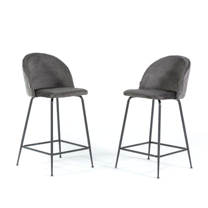 Sara XL – sgabello da cucina in velluto e gambe metallo, colore grigio scuro, gambe grigio scuro