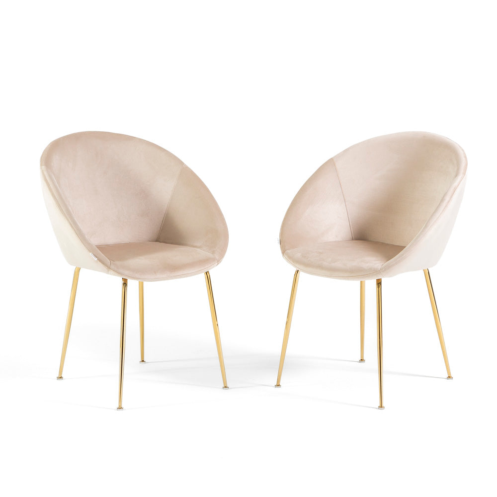 Iris – sedia in velluto o bouclé con gambe in metallo, colore crema, gambe oro