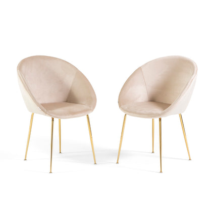 Iris – sedia in velluto o bouclé con gambe in metallo, colore crema, gambe oro