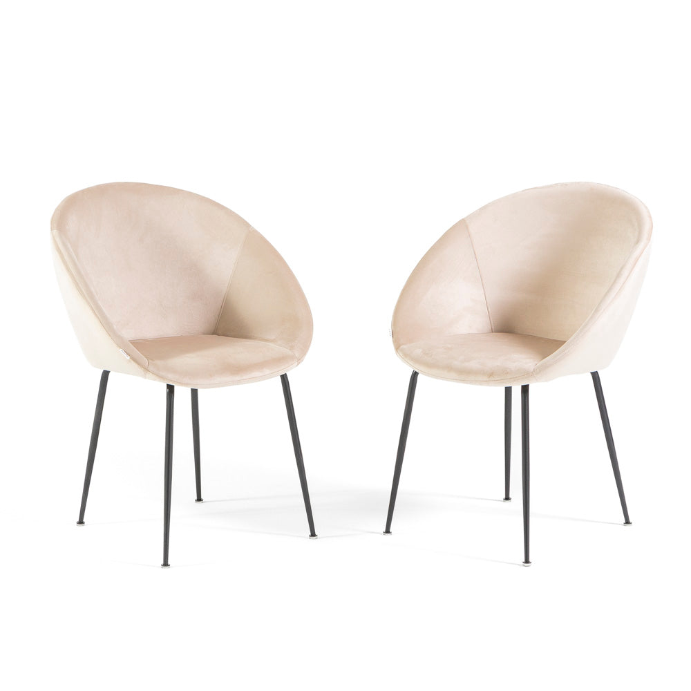 Iris – sedia in velluto o bouclé con gambe in metallo, colore crema, gambe grigio scuro