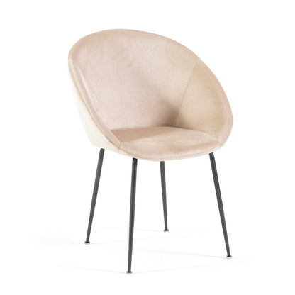 Iris – sedia in velluto o bouclé con gambe in metallo