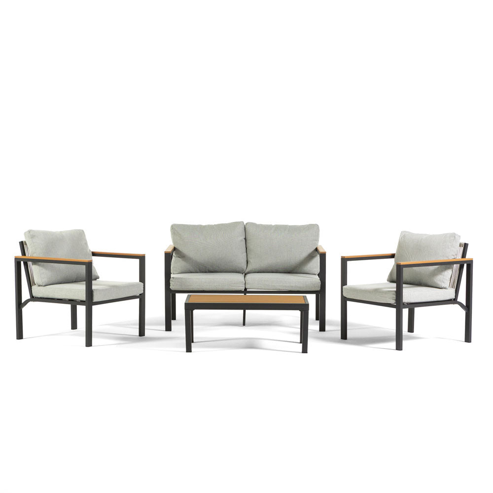 Ravello – set da esterno in acciaio, corda e polywood, colore grigio scuro