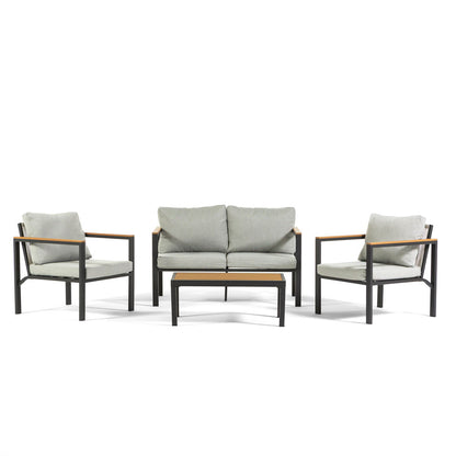Ravello – set da esterno in acciaio, corda e polywood, colore grigio scuro