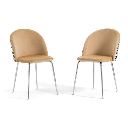 Sara – sedia in velluto decorato con gambe in metallo, colore leopardo, gambe argento