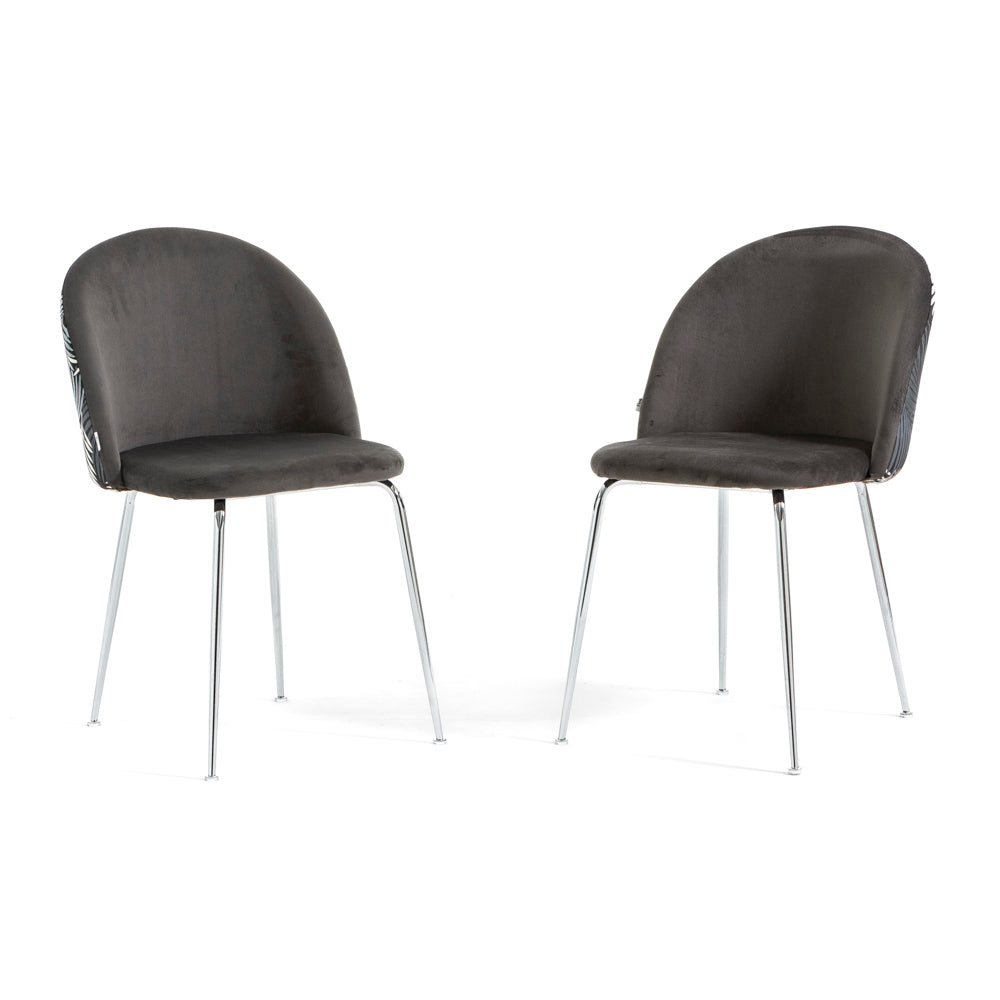 Sara – sedia in velluto decorato con gambe in metallo, colore felce, gambe argento