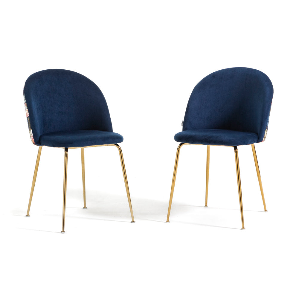 Sara – sedia in velluto decorato con gambe in metallo, colore fenicotteri, gambe oro