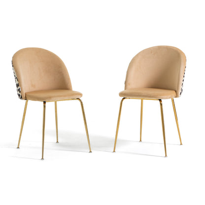 Sara – sedia in velluto decorato con gambe in metallo, colore leopardo, gambe oro
