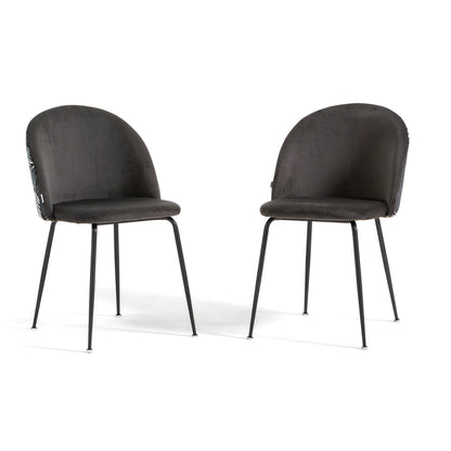 Sara – sedia in velluto decorato con gambe in metallo, colore felce, gambe grigio scuro