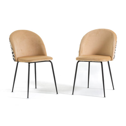 Sara – sedia in velluto decorato con gambe in metallo, colore leopardo, gambe grigio scuro
