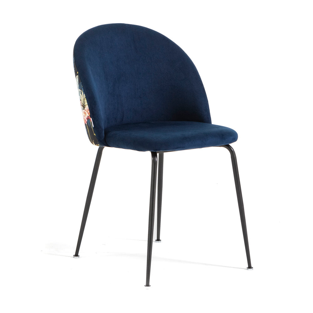 Sara – sedia in velluto decorato con gambe in metallo, colore fenicotteri, gambe grigio scuro