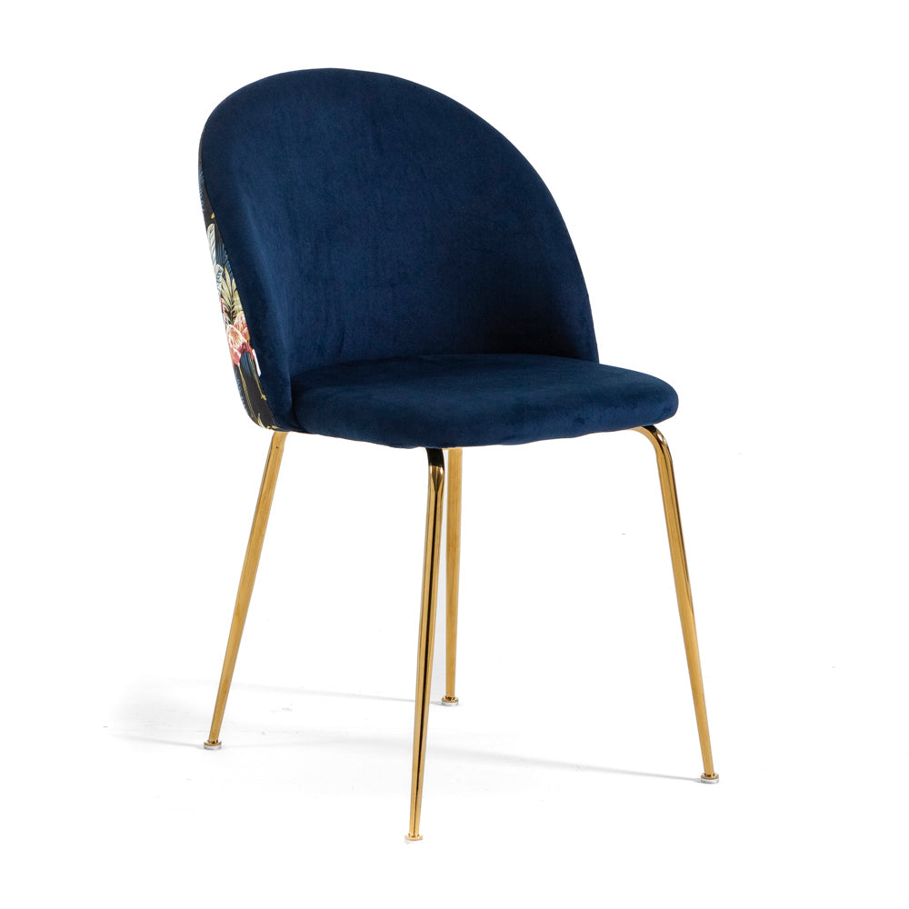 Sara – sedia in velluto decorato con gambe in metallo, colore fenicotteri, gambe oro