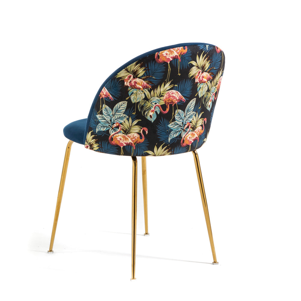 Sara – sedia in velluto decorato con gambe in metallo