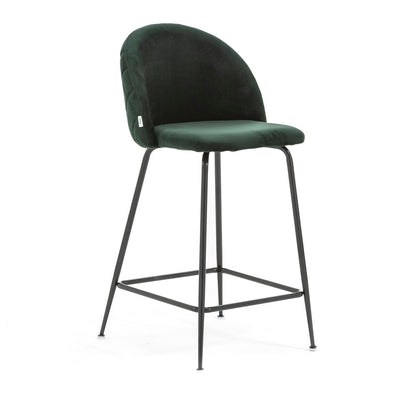 Sara XL – sgabello da cucina in velluto e gambe metallo, colore verde scuro, gambe grigio scuro