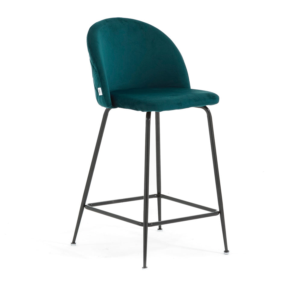 Sara XL – sgabello da cucina in velluto e gambe metallo, colore ottanio, gambe grigio scuro