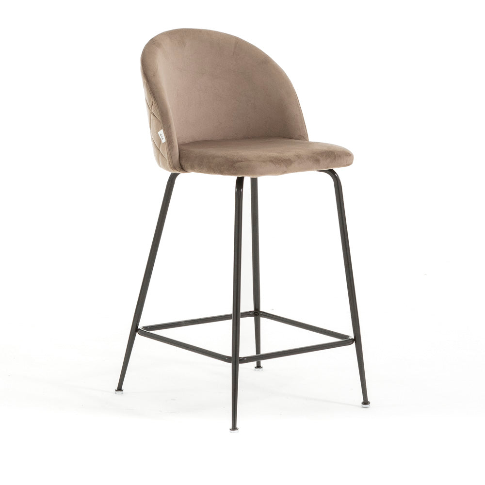 Sara XL – sgabello da cucina in velluto e gambe metallo, colore tortora, gambe grigio scuro