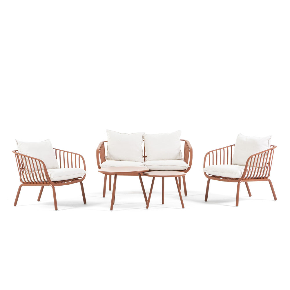 Bellagio – set da giardino 5 pezzi con divanetto e poltrone, colore terracotta