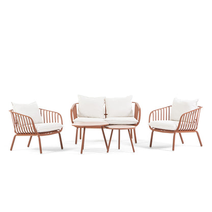 Bellagio – set da giardino 5 pezzi con divanetto e poltrone, colore terracotta