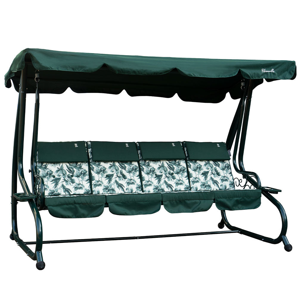 Mizar XL – Dondolo 4 posti trasformabile in letto con tetto, colore verde begonia