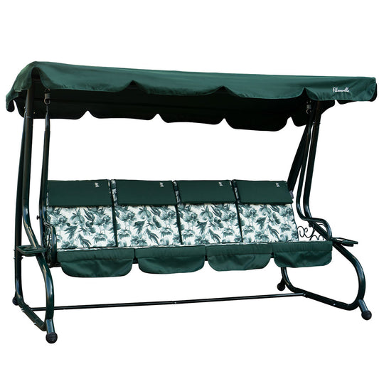 Mizar XL – Dondolo 4 posti trasformabile in letto con tetto, colore verde begonia