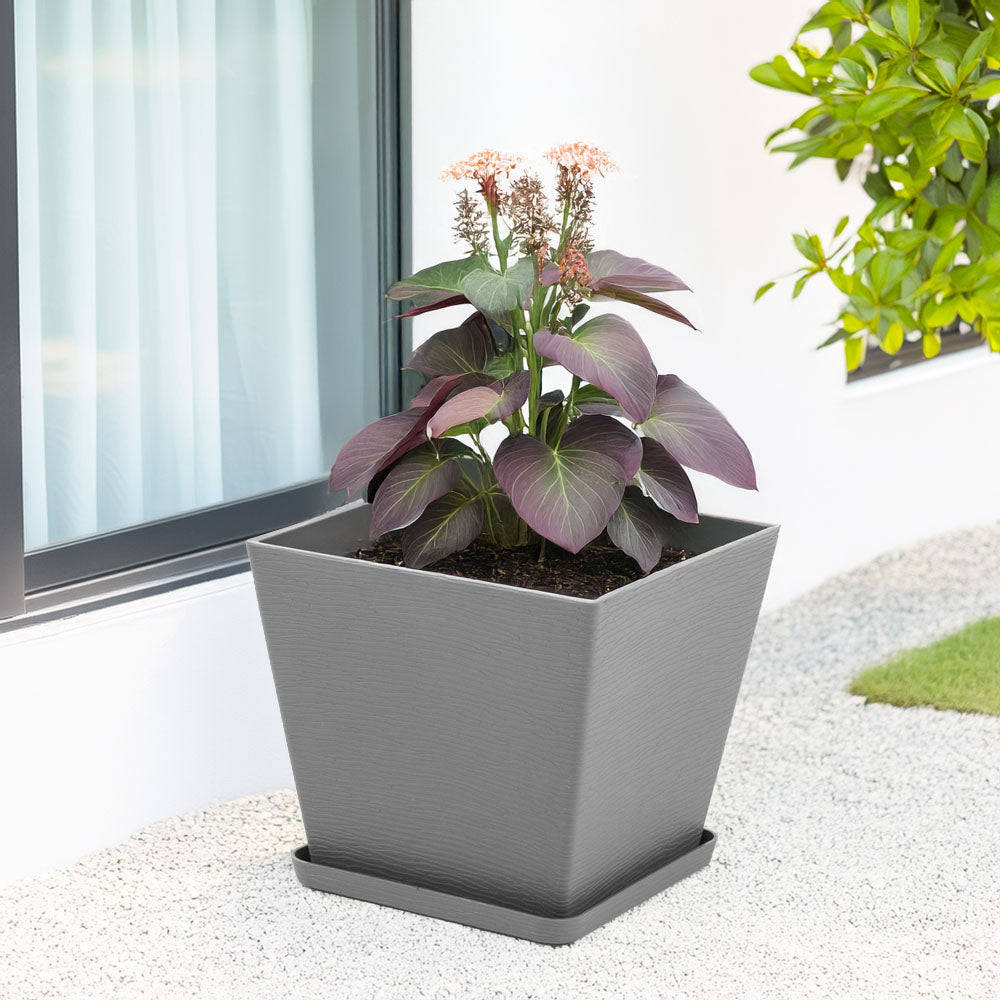 Lilium – vaso quadrato con sottovaso in polipropilene