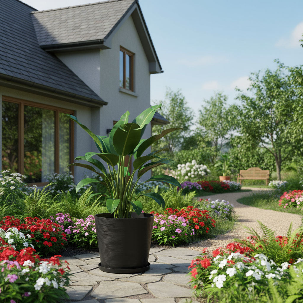 Lilium – vaso rotondo con sottovaso in polipropilene