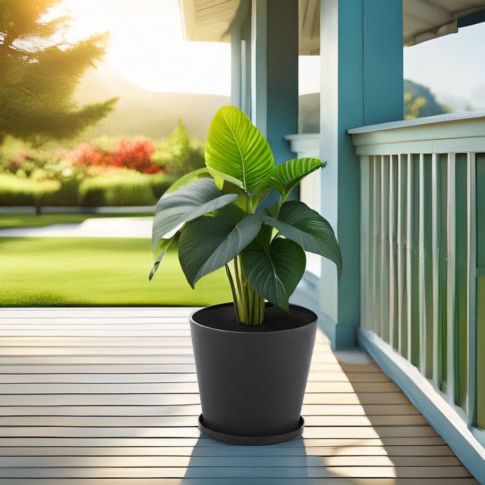 Lilium – vaso rotondo con sottovaso in polipropilene