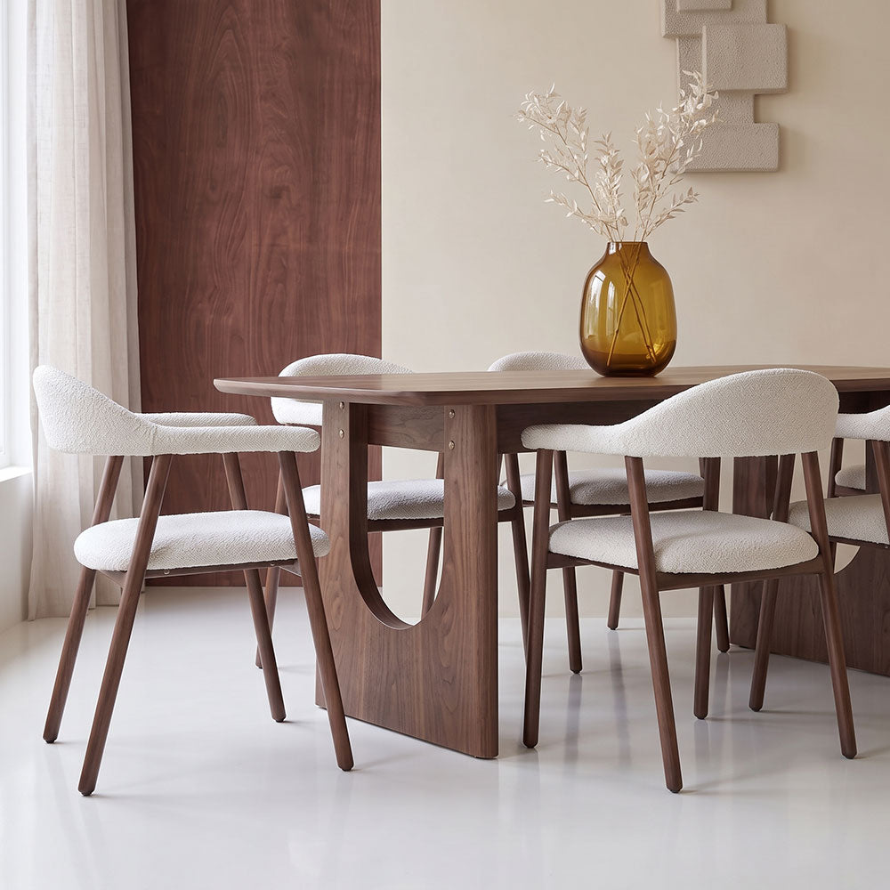 Nives – sedia imbottita in tessuto con metallo effetto legno