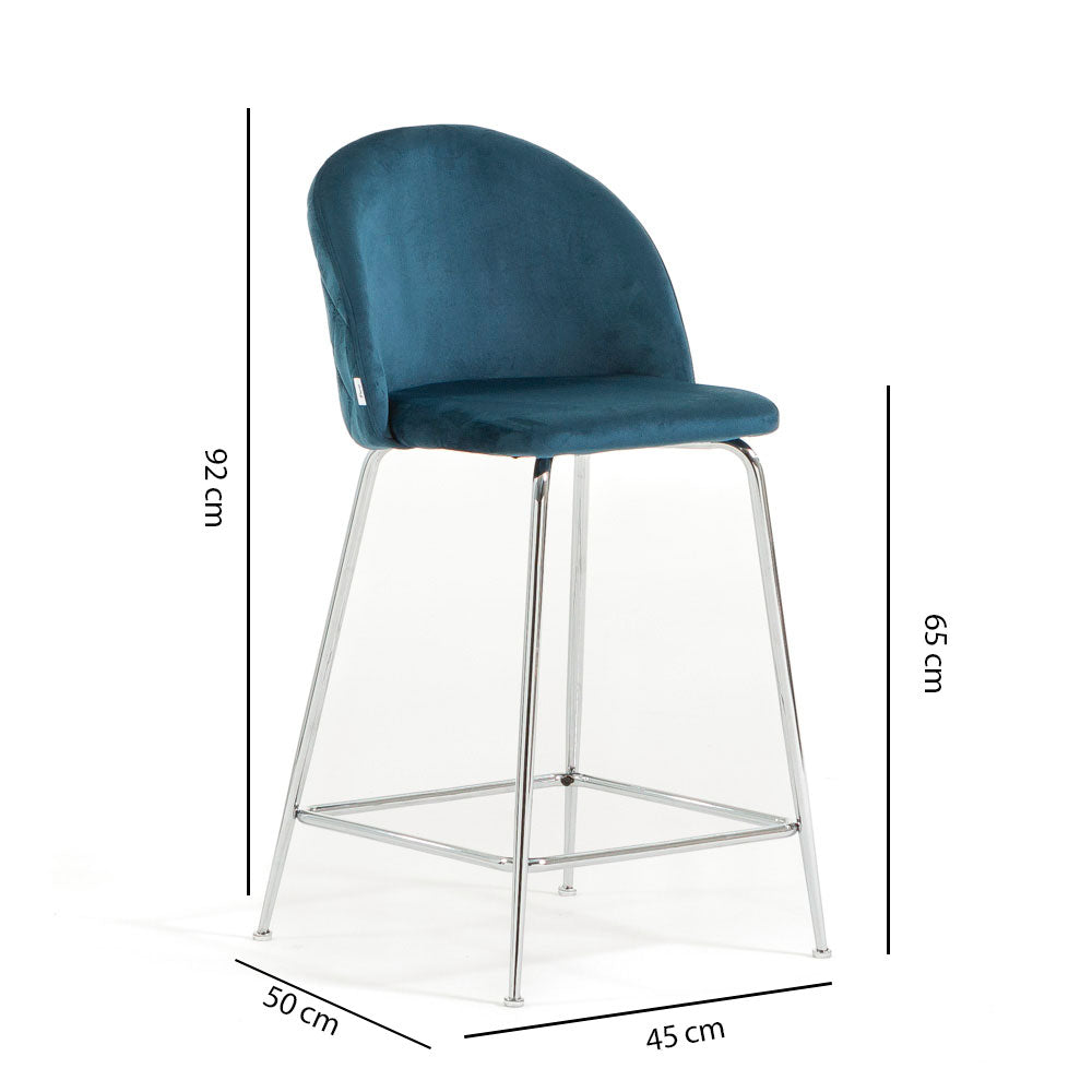 Sara XL – sgabello da cucina in velluto e gambe metallo