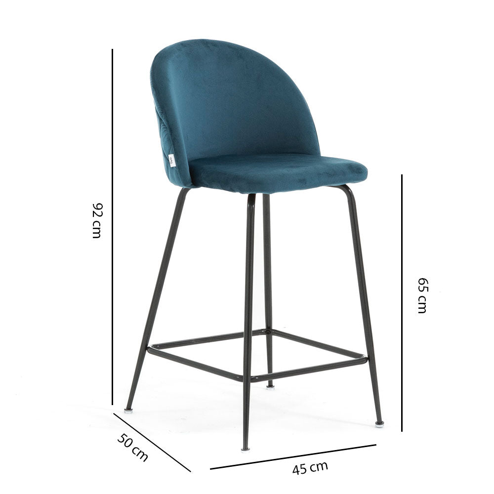 Sara XL – sgabello da cucina in velluto e gambe metallo