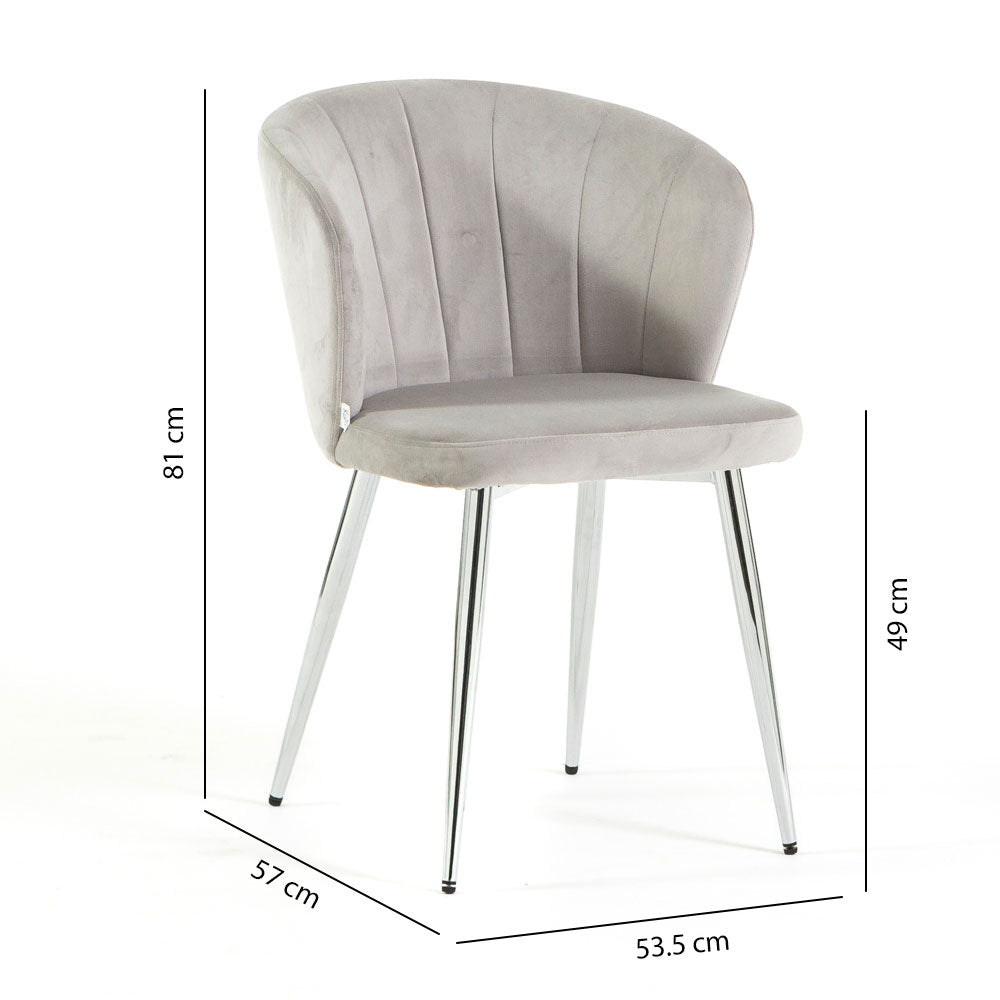 Clarissa – sedia ergonomica in velluto con gambe in metallo