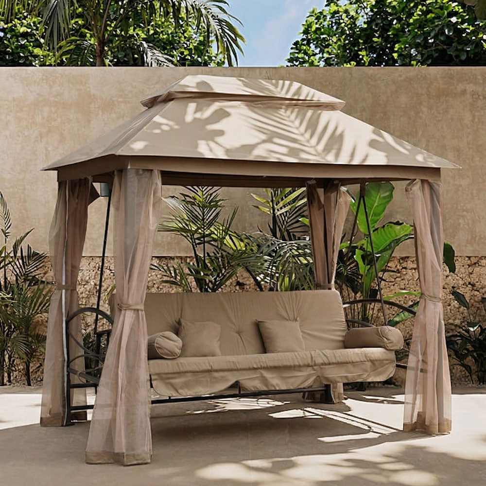 Cleopatra – Dondolo con gazebo trasformabile in letto per 3 persone