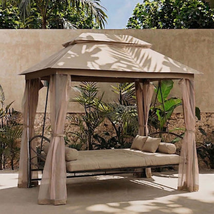 Cleopatra – Dondolo con gazebo trasformabile in letto per 3 persone