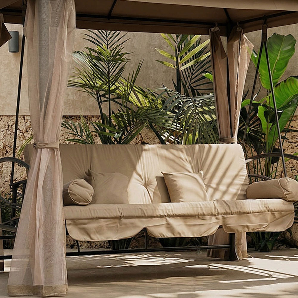 Cleopatra – Dondolo con gazebo trasformabile in letto per 3 persone