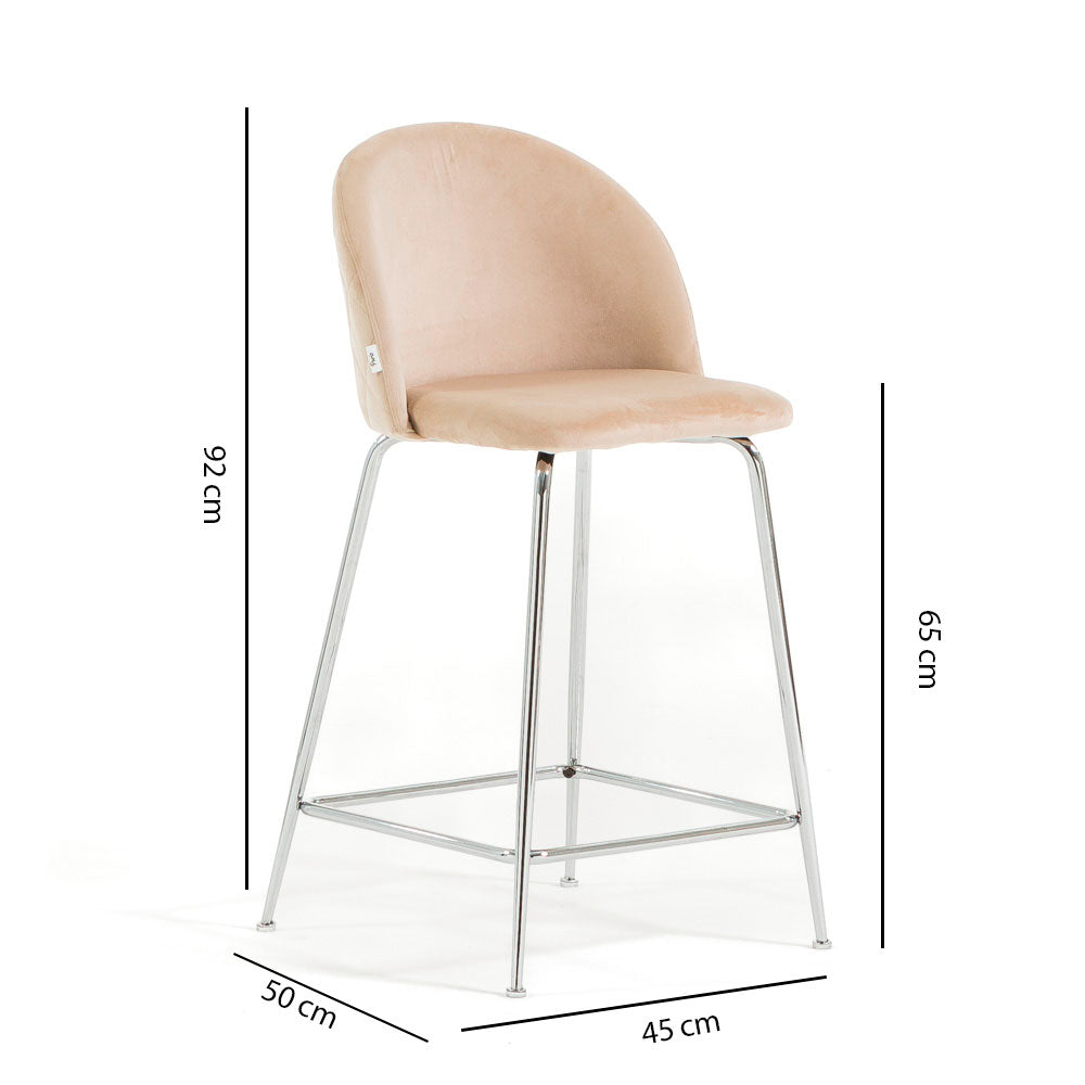 Sara XL – sgabello da cucina in velluto e gambe metallo
