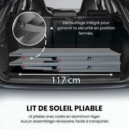 Duna – set 2 lettini prendisole con tavolino in alluminio