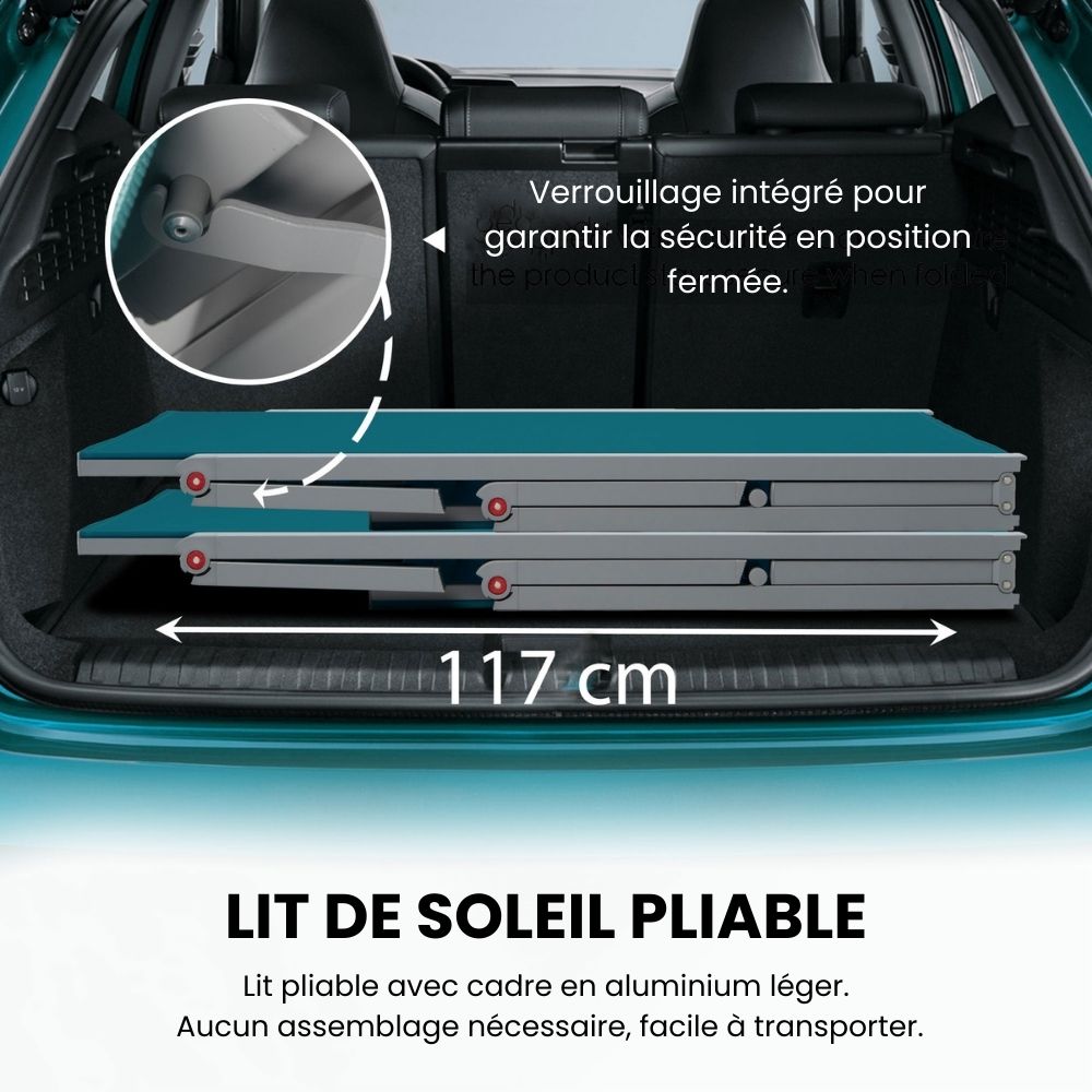 Duna – set 2 lettini prendisole con tavolino in alluminio